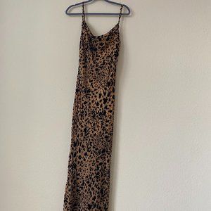 Nasty Gal Cheetah Print Cowl Neck  Maxi dress